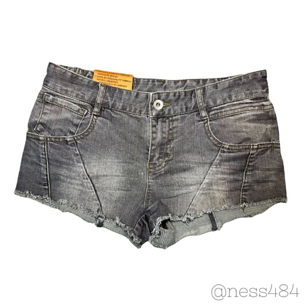 JNDY Denim Shorts Raw Hem Distressed Grey Women's Size M